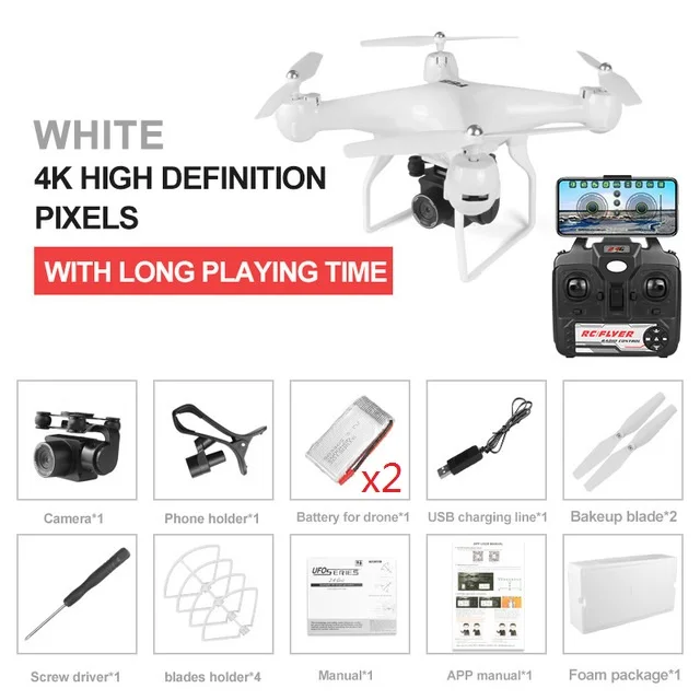 Дрон F68 4k HD 1080p WiFi Fpv Дрон высота сервопривод для квадрокоптера камера Rc вертолет однокнопочный посадочный Дрон с камерой подарки - Цвет: 4k Camera White 2B