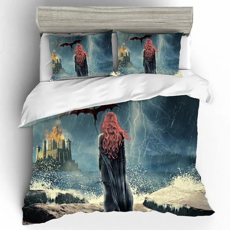 Хлопковый комплект постельного белья с черепом Игра престолов King size пододеяльник простыни и наволочки постельное белье Комплект постельного белья домашний текстиль