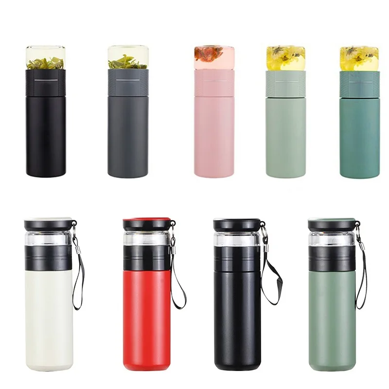 Insulated Cup with Filter 316 Stainless Steel Tea Bottle Tea Infuser Vacuum Cup with Glass Infuser Separates Tea and Water 500ML