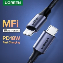 Ugreen usb type c к lightning Кабель Apple MFI Сертифицированный для iPhone 11 pro xs xr 8 7 6s plus 5 ipad зарядное устройство PD Быстрая зарядка 18 Вт