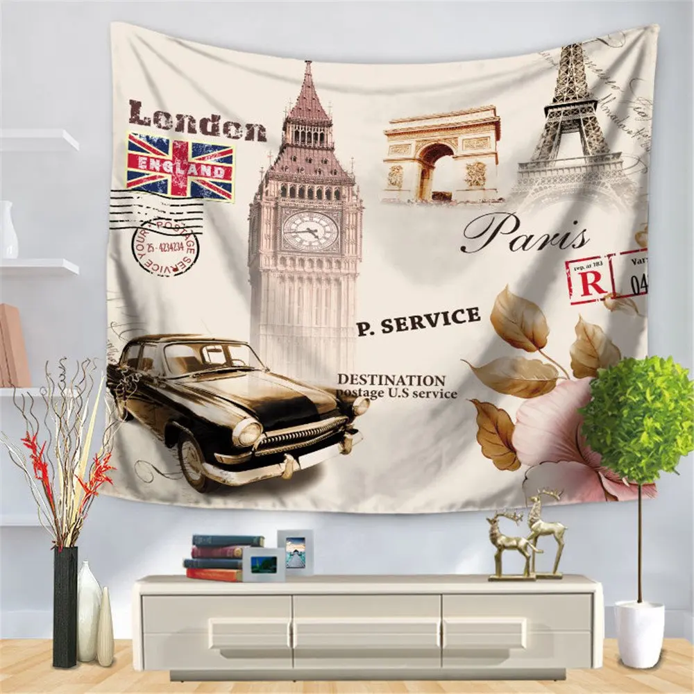 

Modern Rectangle Digital Printing Tapestry Famous Building Beach Towel Cushion