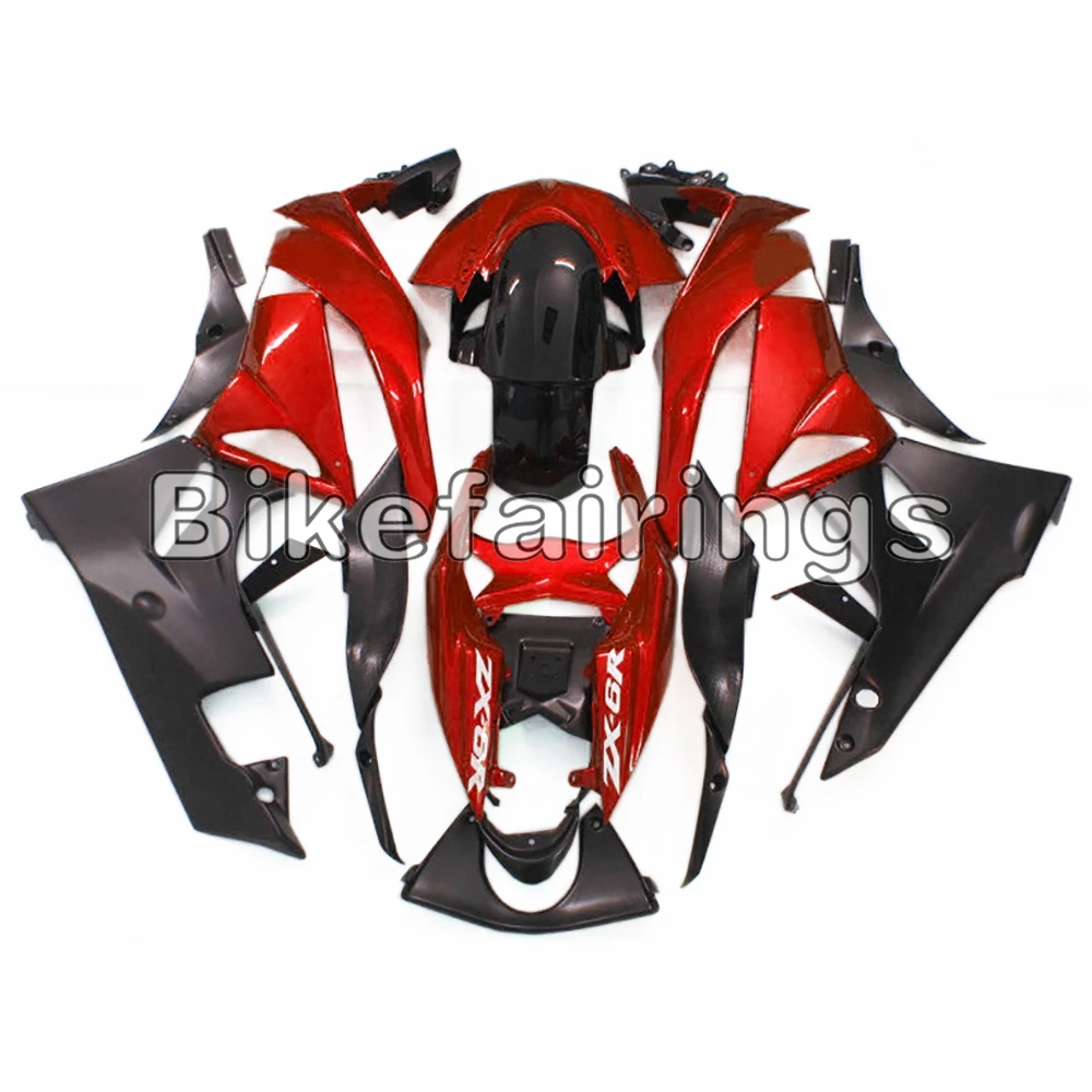 Красные, черные Обтекатели для Kawasaki ZX-6R ZX 6R 2009 2010 2011 2012 636 zx636r Пластик впрыска ABS Кузов комплект