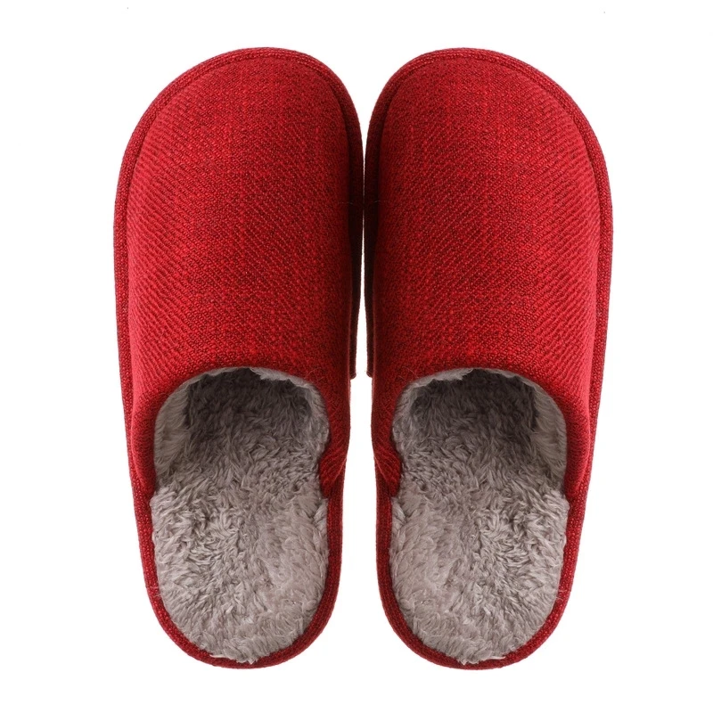 ASIFN Men's Slippers Winter Breathable cotton Japanese Style Warm Household Lightweight Non-slip Lady Slippers Zapatos Mujer - Цвет: Красный