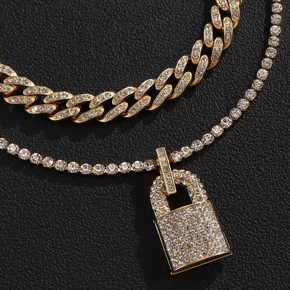 KunJoe 2021 New Hip Hop Bling Lock Pendant Choker Iced Out Shiny Cubic Zircon Necklace For Men Charm Jewelry Fashion Punk China