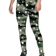 Армейский зеленый камуфляж брюки со звездами мужчины счастливые влагоотводящие не просвечивающие скрытый карман Высокая талия Fauxleather компрессия