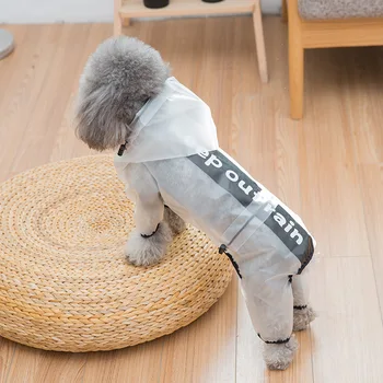 

Dog raincoat four feet waterproof medium and small dog pet outfit hooded raincoat Dog Clothing