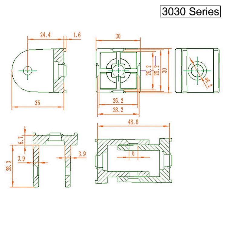 Zinc Alloy Flexible Pivot Joint Connector for Aluminum Extrusion Profile 2020 3030 Series Slot 6/8mm