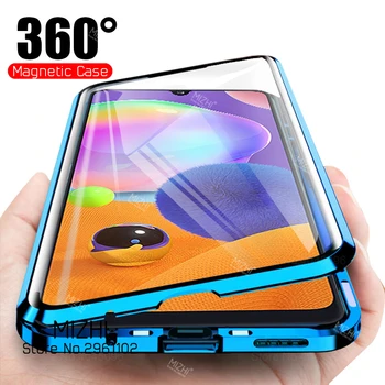 

360 magnetic flip case for samsung galaxy a51 a71 a31 a21s m21 m31 m30s m11 a11 a41 a50 a50s a30s double sided glass phone cover