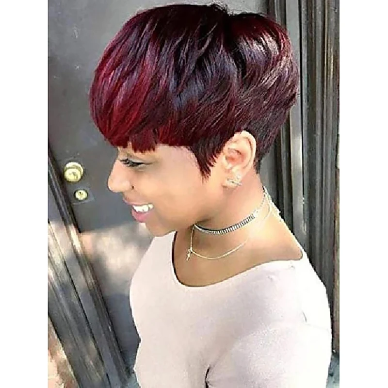 HAIRJOY Short Straight  African American Wig  Heat Resistant Synthetic Hair  for Women