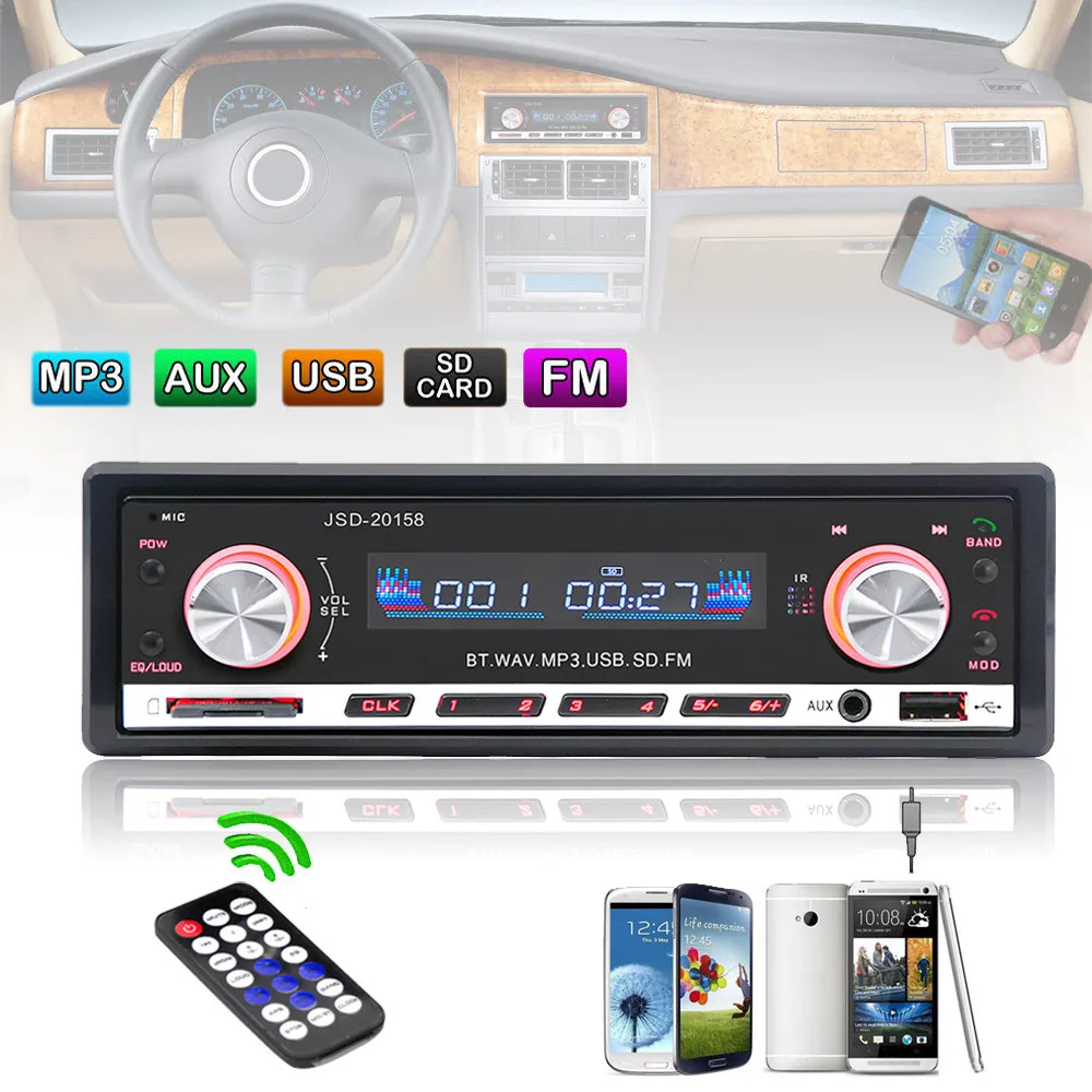 1 Din автомагнитола JSD-20158 Авто Стерео 12 в Bluetooth V2.0 Fm Aux вход приемник 1din автомобильный аудио SD USB Mp3 Горячая