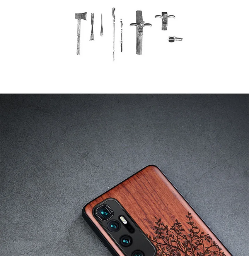 Carved Wood Case For Xiaomi mi 10 Ultra Shockproof Case TPU Bumper Cover For Xiaomi mi 10 Ultra Case Wood Shell Mi 10 Ultra (3)