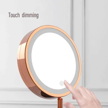 

High Quality LED Makeup Mirror 8 Inch Rose Gold HD Vanity Mirror Desktop Adjustable Touch Control Brightness Cosmetic Mirrors