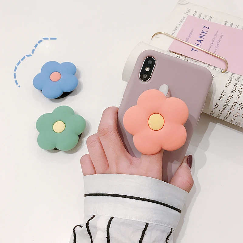 Cute Flower Folding stand For Mobile phone Holder for iPhone X 8 7 Plus for Samsung For Huawei Phone Case Animal Grip Kichstand