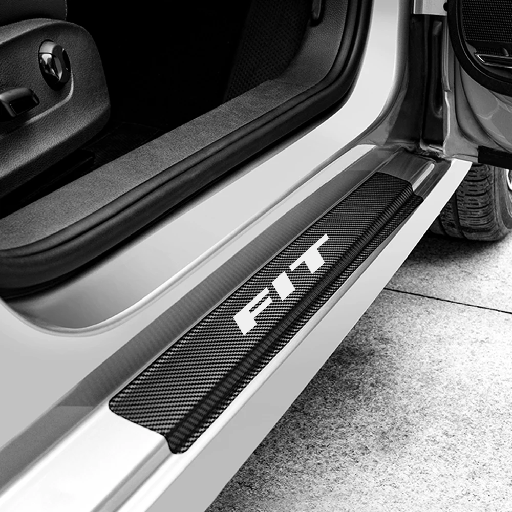 4 шт. Автомобильная дверная наклейка для порога s для Honda Fit Автомобильная дверная наклейка для порога Накладка авто углеродное волокно протектор Наклейка тюнинг аксессуары