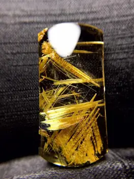 

Genuine Natural Gold Rutilated Quartz Pendant Rectangle 32*16*8.7mm Crystal Stone Pendant Necklace AAAAA