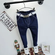 Детские джинсовые брюки осенние детские джинсовые брюки в Корейском стиле кожаного ремня 6853