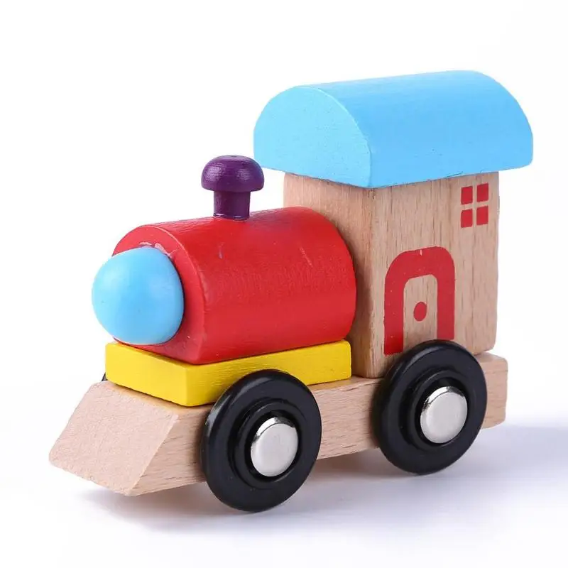 Модный деревянный Цифровой поезд номер железной дороги Модель Строительный блок дети портативный развивающие игрушки Дети День рождения лучший подарок