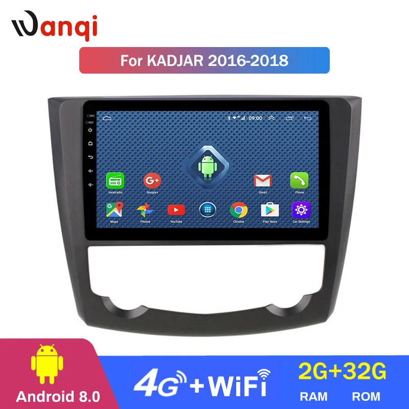 

4G Lte All Netcom 9 inch Android 8.0 Auto Radio GPS Navigation for 2016 2017 Renault Kadjar with Bluetooth Car Stereo