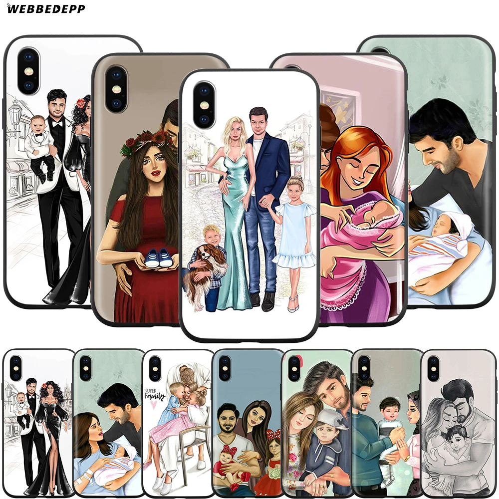 

Webbedepp Mom Dad Baby Family Case for Apple iPhone 11 Pro XS Max XR X 8 7 6 6S Plus 5 5S SE