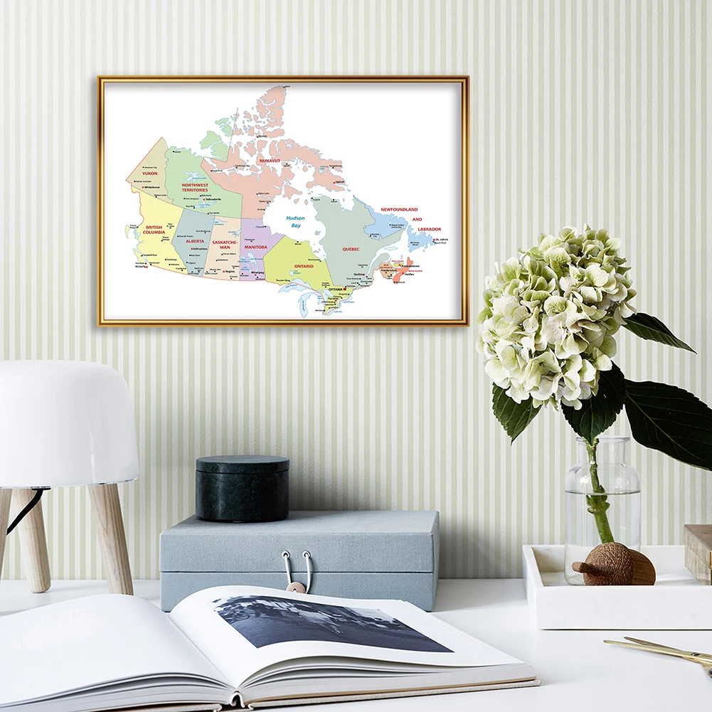 59*42cm The Canada Political Map In French Wall Art Poster Canvas Painting Travel School Supplies Living Room Home Decoration