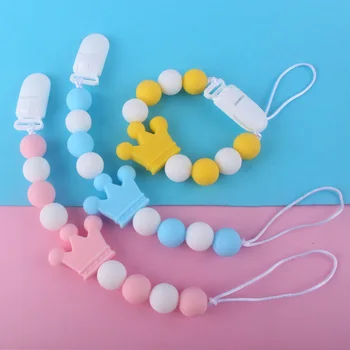 

Crown Soothing Silicone Nipple Clip Molar Gum Baby Anti-drop Chain Silicone Bead Nipple Chain Baby Products