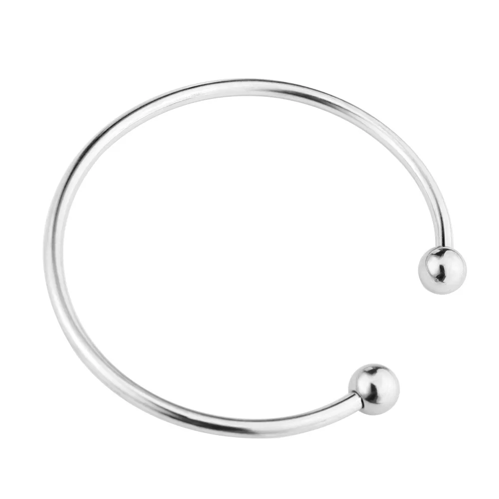 Fashion Gold/stainless_steel color charms bangle for female C-shaped open steel ball Wedding Bracelet