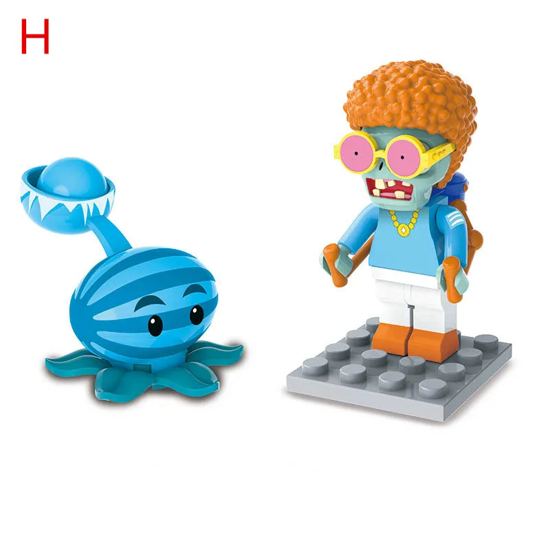 Игра Растения против Зомби яйцо игрушки ABS PVZ Peashooter строительные блоки DIY головоломки игрушки для детей подарок на Год Прямая поставка - Цвет: H bingxigua