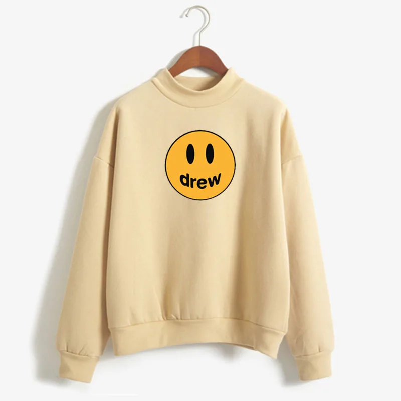 Justin Bieber Drew House Men's Women's 1:1 Best Quality Top Sweatshirt Autumn Winter Harajuku Style Drew House Sweatshirt - Цвет: sweatshirt champagne