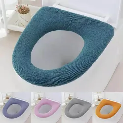 Housse de siège de toilette chaude d'hiver, tapis d'outils de fermeture, accessoires de salle de bain lavables, tricot, housse de Bidet en forme de O, 1 pièce 