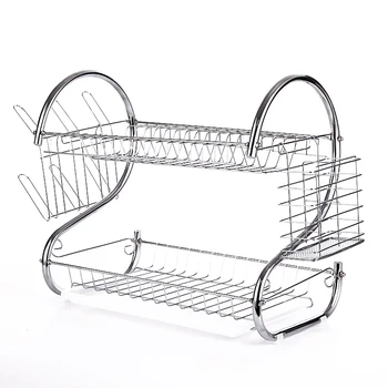 

2-layers Dishes Drying Rack Multifunctional Cup Holder Tableware Storage Organizer LBShipping
