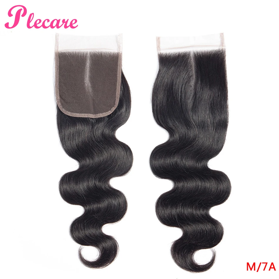 

Plecare 4*4 Lace Closure Brazilian Body Wave 8-20 Inch Natural Color Middle Ratio Non-remy 100% Human Hair Extensions