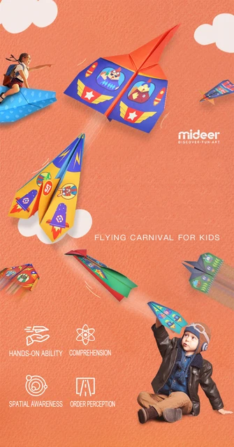 Mideer Kids Origami Paper Planes, 36pcs Kit With Pilot Stickers,easter  Gifts For Boys,for Kids Ages 4-8-12, Art And Craft Activity Set For Children,3d  Paper Model Plane For Toddlers - Toys & Games 
