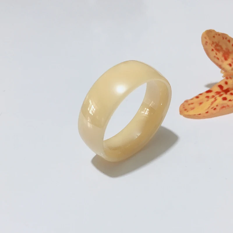 MAIKALE простой 3/6/8 мм Керамика кольца для мужчин и женщин, черный/белый/синий/розовый обручальное кольцо ювелирные изделия аксессуары Подарки для девочек 7-10 - Цвет основного камня: beige 8mm
