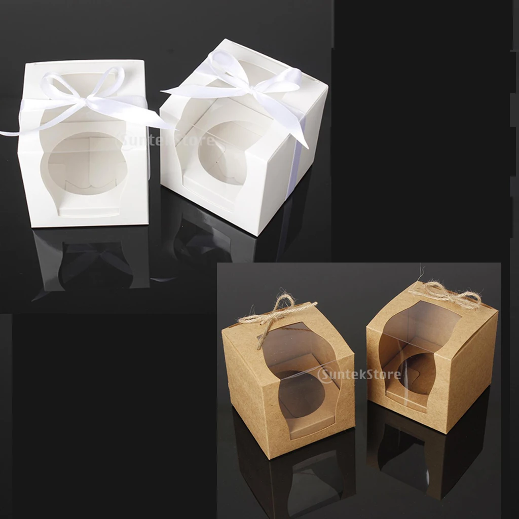 12/set Vintage Kraft Paper Cake Cupcake Muffin Boxes Bakery Box Wedding Favors Gifts