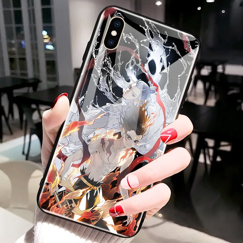 N18 Для iPhone XS MAX XR XS i8 i8 Plus i7 i7 Plus Сказочный защитный чехол из закаленного стекла Nezha для iPhone 6 6s Plus - Цвет: N18