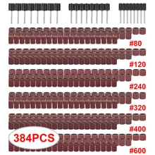 Kit de ponçage en tambour, comprenant 384 manchons de bande de ponçage des ongles et 24 mandrins de tambour pour outil rotatif adapté à Dremel, 360 pièces
