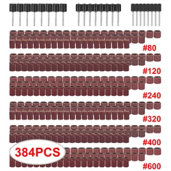 Kit de ponçage en tambour, comprenant 384 manchons de bande de ponçage des ongles et 24 mandrins de tambour pour outil rotatif adapté à Dremel, 360 pièces 