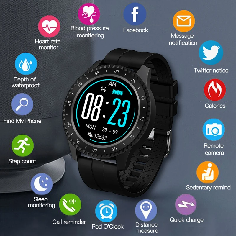 ESEED F17 men smartwatch IP68 waterproof 1.54 inch screen 20days longstandby weather forcase smart watch for iphone samsung
