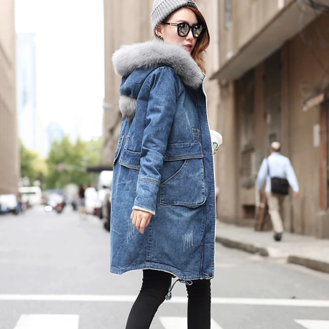 manteau denim femme