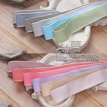 

100yards 10 16 25mm white edge scotish gingham tartan checked plaid ribbon for hair bow diy accessories bouquet flower packing