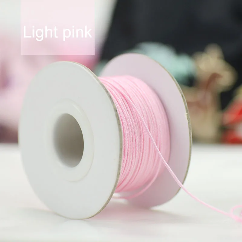 light pink 0,8 мм мягкий макраме Шелковый Атласный нейлоновый шнур веревка для DIY браслета ювелирные изделия бисер плетеная нить китайский узел - Цвет: light pink