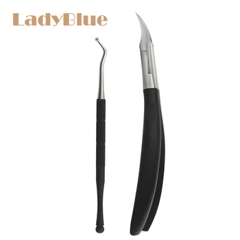 

2PCS / SET manicure scissors Nail Cuticle Pusher Tweezer Paronychia Nippers foot care tool nail art