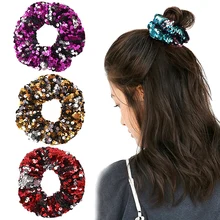 2020 Sequins Mermaid Scrunchie Glitter อุปกรณ์เสริมผมสำหรับหญิงสาว Headbands ยืดหยุ่นยางเชือกผมแหวนหางม้า(China)