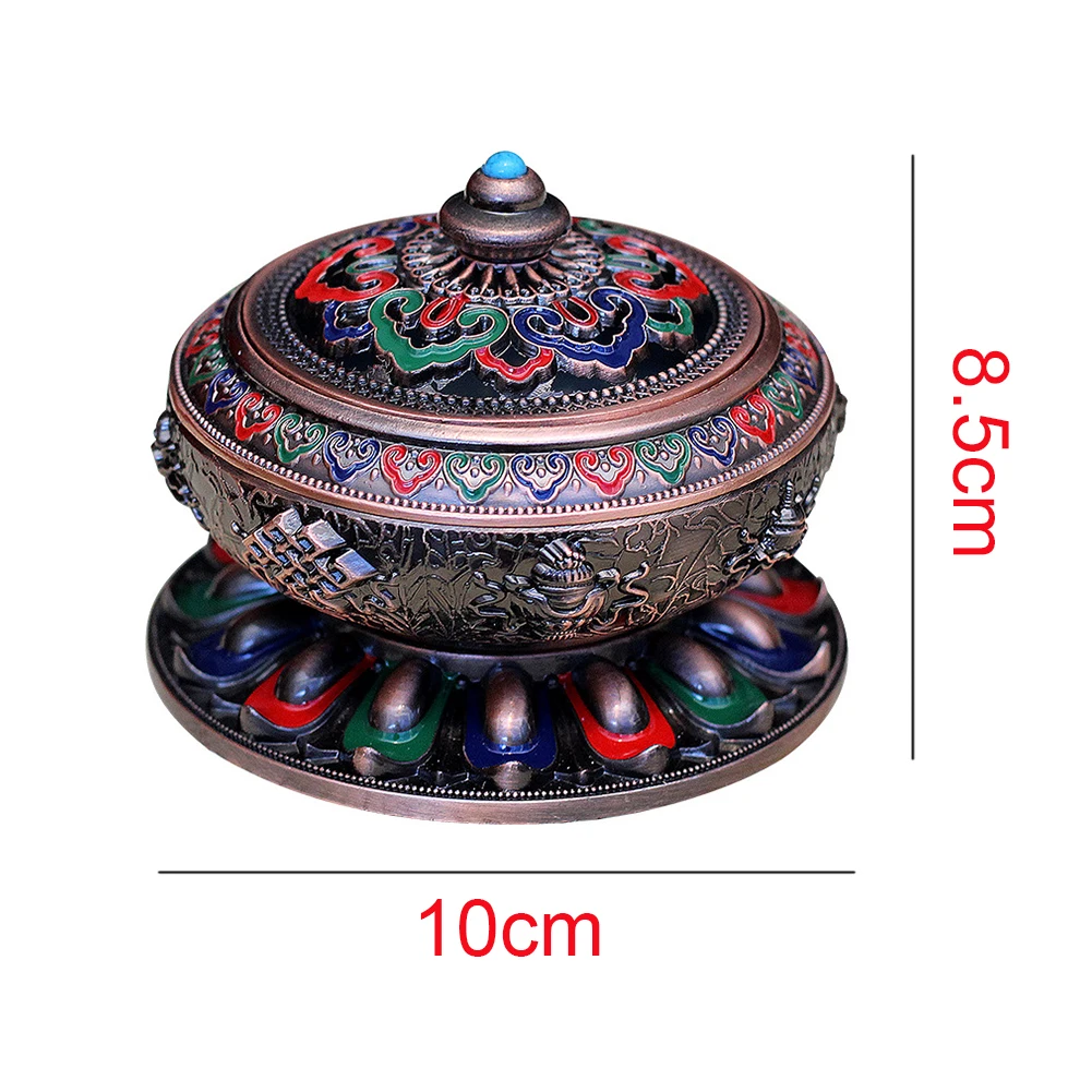 Home Decor Incense Burner Emboss Office Copper Alloy Holder Yoga Censer Colorful Portable Tea House Gifts Living Room Meditation