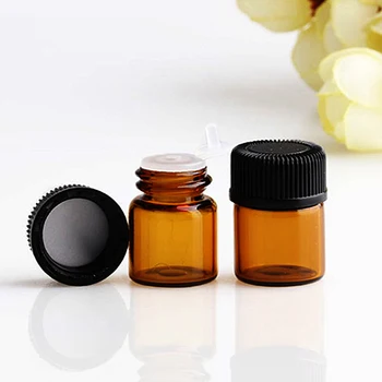 

10pcs PVC Amber Essential Oil Bottle 1/2/3 ML Thin Glass Small Brown Perfume Oil Vials Sample Test Bottle Reducer With Orifice