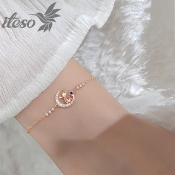 

ITESO 2020 New Crystal Moon Dangle Charm Bracelets Trendy Little Prince Bracelet For Women Fine Jewelry Girlfriend Gifts