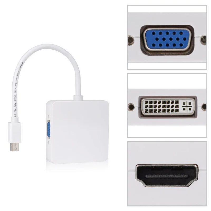 Мини дисплей порт Thunderbolt HDMI/DVI/VGA 3 в 1 Mac Pro Дисплей порт кабель адаптер преобразования для Apple MacBook Air