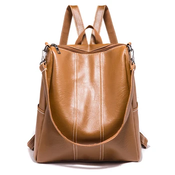 

Women's Backpack Large Capacity Travel Leather Shoulder Bag Classical Ladies Rucksack Anti-theft School Bag for Teenage Girls