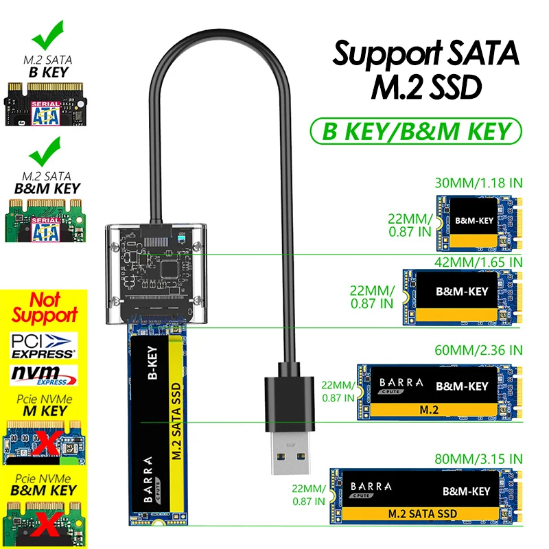 HDD Box  SSD CASE NVME/SATA Chassis M.2 To USB 3.0 SSD Adapter For NVME PCIE NGFF SATA M / B Key SSD Disk Box M.2 SSD CASE external hard disk enclosure