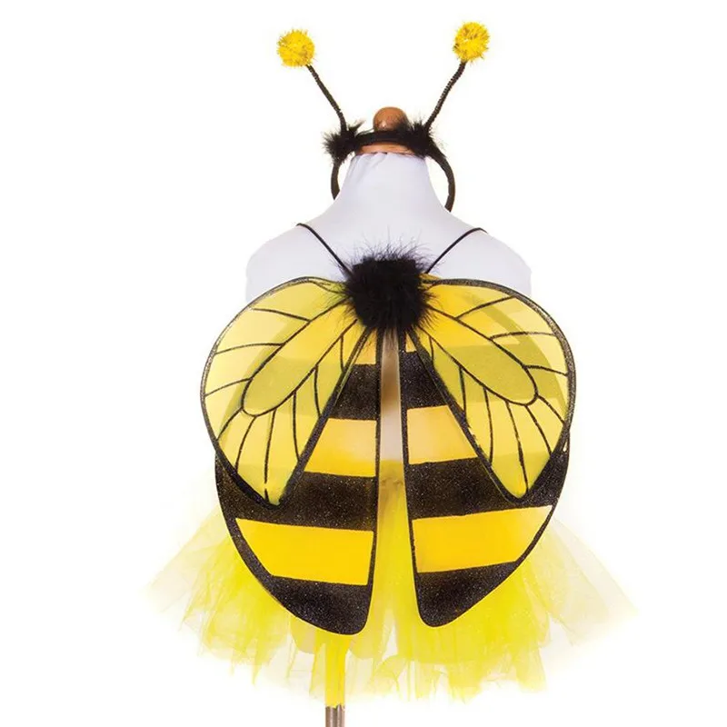 Желтая повязка на голову с крыльями пчелы для мальчиков и девочек комплект из 2